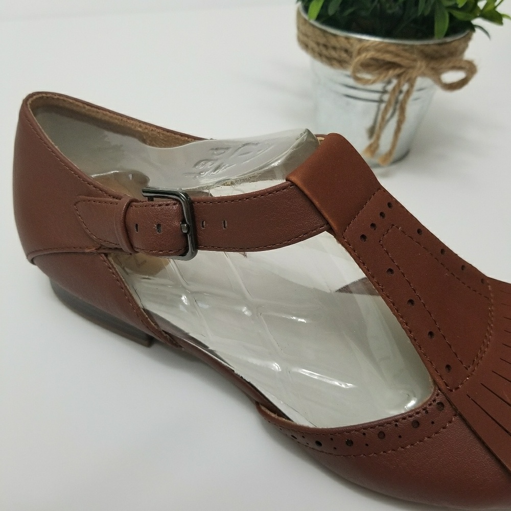 Naturalizer "Lia" Mary Janes Brown Dress Flats - Picture 7 of 8